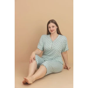 Kadın Büyük Beden Kısa Kollu Kapri Bambu Pijama Takımı