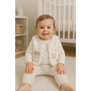 Kız Bebek Ekstra Yumuşak Peluş Hırkalı Lüks 3 Lü Set %100 Pamuk