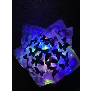 Ledli Mavi Mor Kelebek Buketi