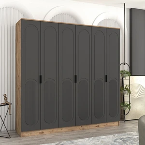Derin 6 Kapaklı Bazalı Gardırop Tamamı Mdf
