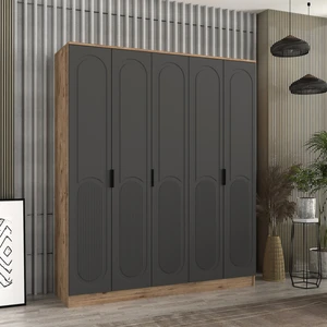 Derin 5 Kapaklı Bazalı Gardırop Tamamı Mdf