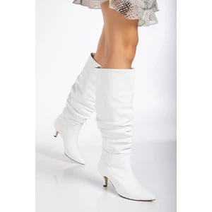 Lema Topuklu Çizme Beyaz