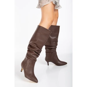 Lema Topuklu Deri  Çizme Taba