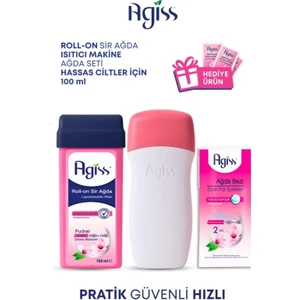 Isıtıcı Ağda Makinesi, Hassas Ciltler Için Ağda 100 Ml, 2 Metre Ağda Bezi, Ağda Temizleme Mendili