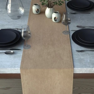 Demor Home Kadife Dokulu Ay Taşı Beji Runner