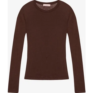 Bisiklet Yaka Basic Bluz Kahverengi