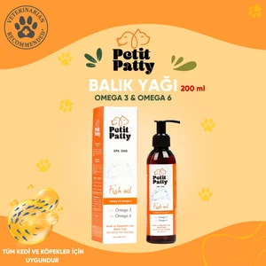 Petitpatty Fish Oil 200ML Kedi ve Köpekler Için Omega 3 ve 6 Içerikli Balık Yağı
