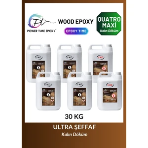 Power Time Epoxy Wood Epoxy Quatro Maxi/ Kalın Döküm Ultra Şeffaf ve Parlak Epoksi Reçine Sehpa Masa Için
