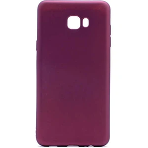 noktaks - Samsung Galaxy C7 Pro - Kılıf Mat Soft Premier Silikon Kapak - Mürdüm - T1617