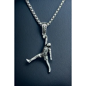 Gümüş Kaplama Krom-Çelik Erkek Kolyesi Nba Michael Jordan Madalyon