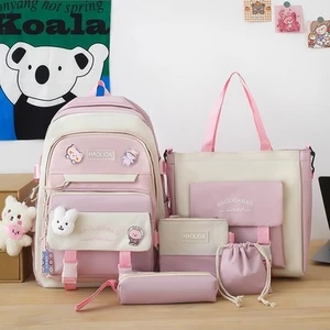 Okul Sırt Çantası Erkek ve Kız Öğrenci Schoolbag Karikatür Kolye Büyük Kapasiteli Orta Okul Kız Schoolbag Sırt Çantası (Yurt Dışından)