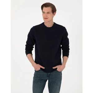 Pierre Cardin Erkek Lacivert 3 Iplik Regular Fit Içi Polarlı Bisiklet Yaka Basic Sweatshirt 50315021-VR033