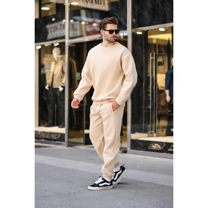 Bej Bisiklet Yaka Basic Eşofman Takımı E7329