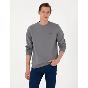 Pierre Cardin Erkek Gri 3 Iplik Regular Fit Içi Polarlı Bisiklet Yaka Basic Sweatshirt 50315021-VR024