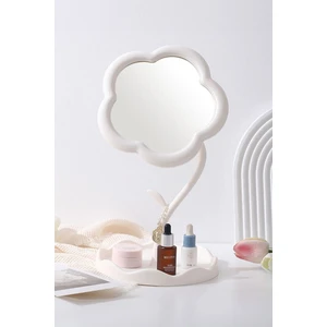 Masa Üstü Beyaz Ay Çiçeği Tasarım Plastik Takı Stand Masa Aynası Cın889by