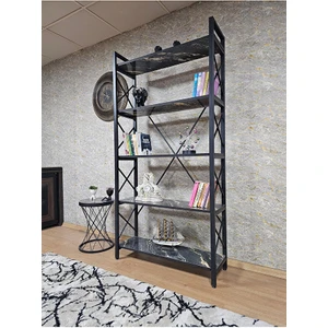 Siyah Boyalı Kitaplık - 5 Raflı Suntalem Lüks Kitaplık Luanda