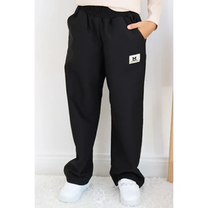 Kız Çocuk Eşofman Altı Beli Lastikli Cepli Armalı 6-12 Yaş, Siyah