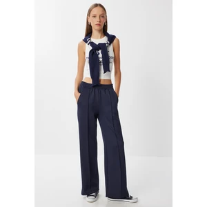 Geniş Paça Cepli Örme Eşofman Altı LAN0061 Lacivert