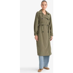 Regular Fit Suni Deri Kemerli Uzun Trençkot E8580AX25AU