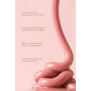 Yoğun Pigmentli E Vitaminli Mat Bitişli Kremsi Likit Allık - Liquid Blusher 01 Tender Peach