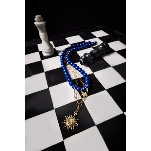 Kadın 2'li Lacivert Taşlı Gold Kolye F6610AXNS