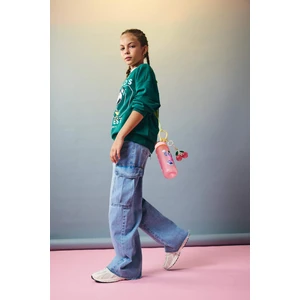 Kız Çocuk Wide Leg Kargo Geniş Paça Jean Pantolon E5878A825AU