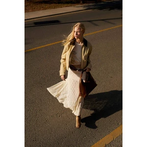 Beli Lastikli Yarım Astar Dantel Bilek Boy Etek