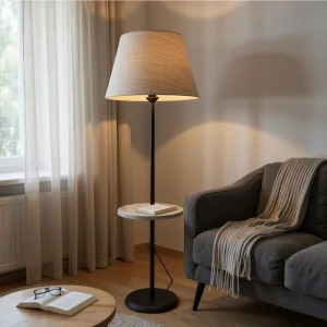 Retain Siyah Ayaklı Rattan Şapkalı Lambader