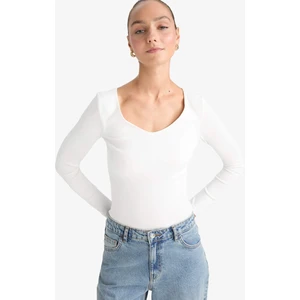 Slim Fit Dar Kesim Basic Düz Modal Uzun Kollu Tişört F7153AX25AU