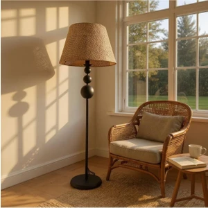 Roma Modern Tasarım Rattan Kumaş Konik Lambader