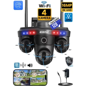 128GB 4 Kameralı (3 Motorlu+ 1 Sabit) Wifi 16MP Akıllı Gece Görüşlü Sesli Kamera Türkçe Uzaktan İzleme