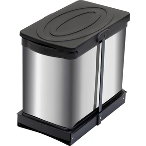 Pyramith 12+12 Litre Antrasit Teleskopik Raylı Paslanmaz Çöp Kovası (P-9456)