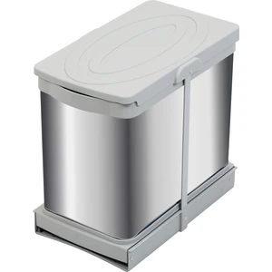 12+12 Litre Gri Teleskopik Raylı Paslanmaz Çöp Kovası (P-9455)