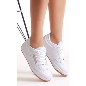 Unisex Beyaz Rahat Kalıp Poli Taban Bağcıklı Spor Ayakkabı