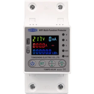 Tomzn Wifi Kaçak Akım Koruma Rölesi 63A Akım ve Yüksek Voltaj Koruyucu Röle  Tuya Wifi Uyumlu Enerji Ölçer Kwh Ölçüm Devre Kesici