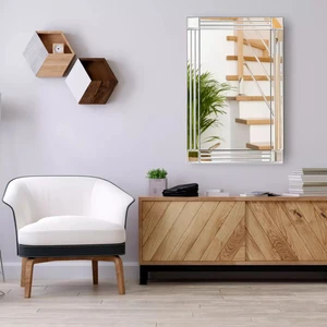 Cg Home Model Star, Dekoratif Desenli Ayna, Bizoteli Ayna, Salon Ofis Konsol Aynası, 120X60 cm