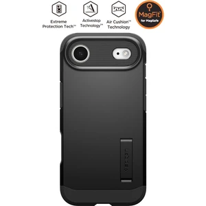 iPhone Air ile Uyumlu Ekstra Dayanıklı MagSafe Kılıf Tough Armor Ai T Force Kamera Butonu Hava Kanalı Teknolojisi™ Askeri Sınıf Koruma MagFit KickStand'lı Black Çift Katman Kapak - ACS09928