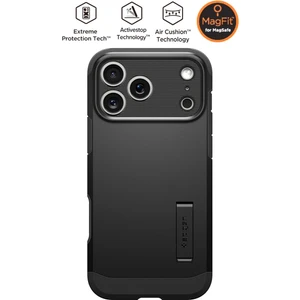 iPhone 17 Pro Max ile uyumlu Ekstra Dayanıklı MagSafe Kılıf Tough Armor Ai T Force Kamera Butonu Hava Kanalı Teknolojisi™ Askeri Sınıf Koruma MagFit KickStand Black Çift Katman Kapak - ACS09897