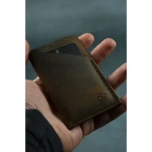 Taba Minimal El Yapımı Hakiki Deri Kartlık -