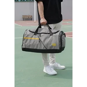 Ayakkabı Gözlü Termoslu Büyük Boy Unisex Gri Spor Fitness ve Seyahat Çantası