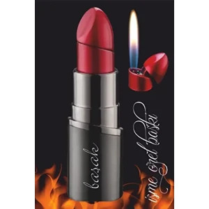 Mil Swipe Kişiye Özel İsim Baskılı Füme Ruj Şeklinde Bütan Gazlı Alevli Çakmak Mini Çanta Boyu