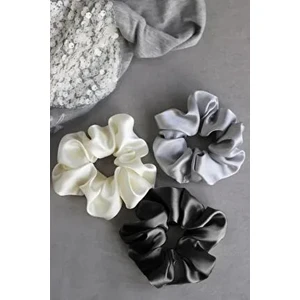 Kadın 3 ' Lü Saten Saç Lastik Toka Seti TK0016