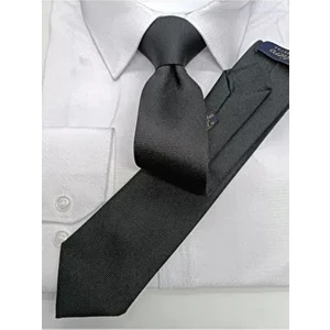 Slim Kravat Siyah Kum Desenli Dokuma Kumaşla Şık ve Modern Tasarım