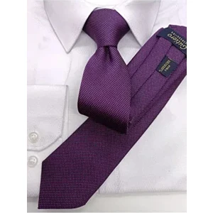 Mürdüm Kum Desenli Slim Kravat Dokuma Kumaşla Şık Görünüm Sunar