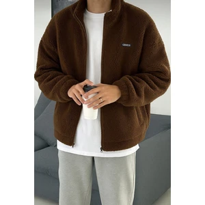 Oversize Peluş Tam Fermuarlı Sweatshirt Peluş Içi Polarlı Sherpa Kumaş Sweatshirt