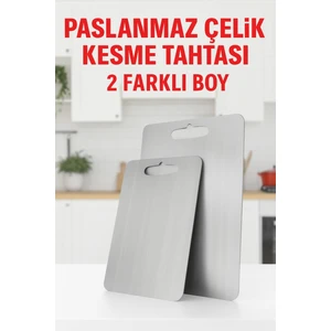 Stellica 2 Adet Paslanmaz Çelik Metal Kesme Tahtası Antibakteriyel 1,2 Mm Yapışkanlı  Silikon Hediyeli