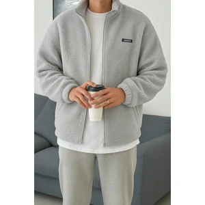 Oversize Peluş Tam Fermuarlı Sweatshirt Peluş Içi Polarlı Sherpa Kumaş Sweatshirt