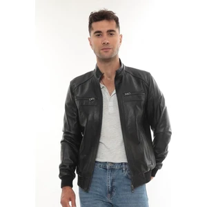 DERİMONTAYA Hakiki Kuzu Derisi Siyah Erkek Beli Lastikli 