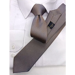 Krem Kum Desenli Slim Kravat Dokuma Kumaşla Şık ve Modern Tasarım