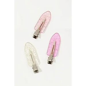 Kadın 3'lü Şeffaf Renkli Iz Yapmayan Saç Makyaj Cilt Bakımı Klips Toka Seti